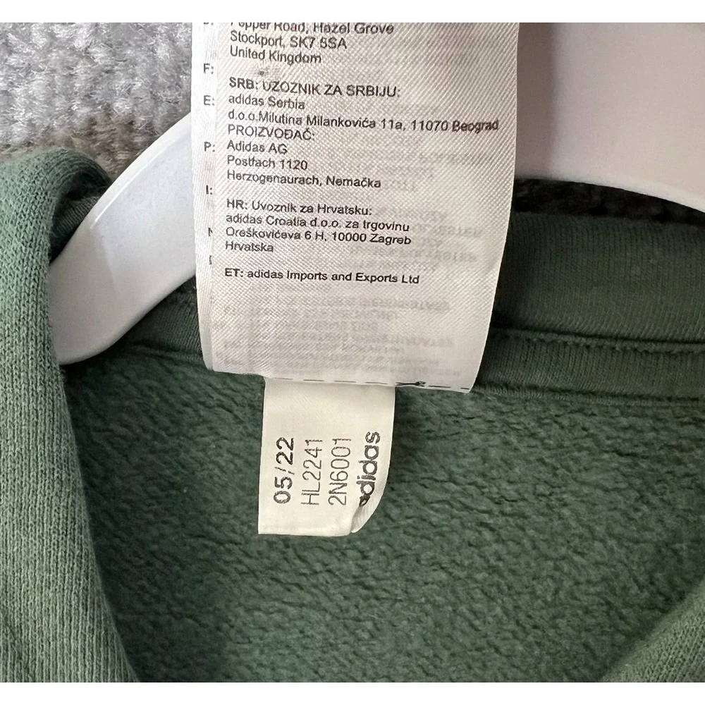 Adidas Essentials Fleece 3 Stripe Logo Hoodie Mens Sz 2XLT Green White SPELLOUT
